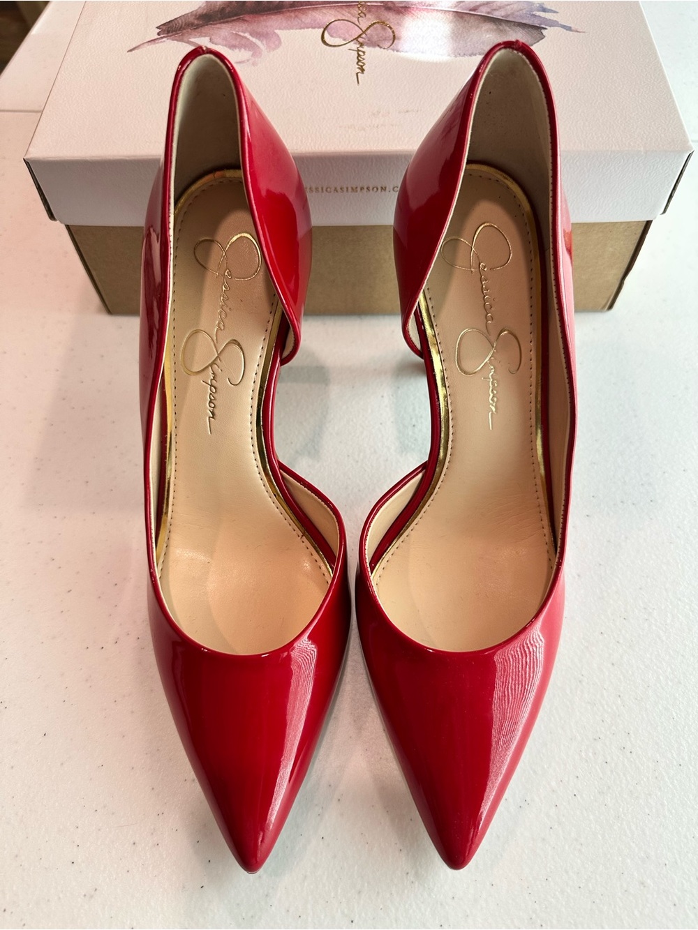 Jessica Simpson Red Patent Pointed-Toe D'Orsay Pumps